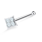 Stone Square Shaped Silver Bone Nose Stud NSKD-623